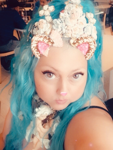 Angelic sculptural crystal crown and choker, white and pastel pink, blue mermaid hair, crystals and embellishments 